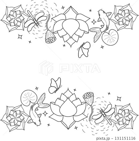 Luxury vector background with lotus flower, leaves and buds. Elegant floral wallpaper in minimalistic linear style. Stylish design for fabric, print, cover, banner, invitation, wrapping, wall art. Luxury vector background with lotus flower, leaves and buds. Elegant floral wallpaper in minimalistic linear style. Stylish design for fabric, print, cover, banner, invitation, wrapping, wall art. 131151116