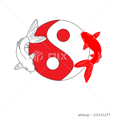 vector of koi and yin and yang fish, good for design 131151277