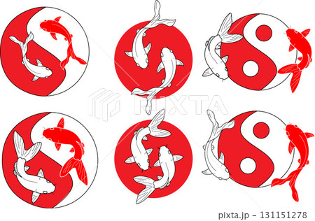 Yin-yang symbol with koi instead of circles with no border. 131151278