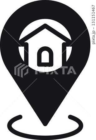 location, map, address icon Location pin icon with a house symbol inside. location, map, address icon Location pin icon with a house symbol inside. 131151467