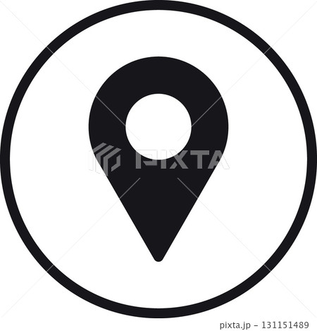 location, map, address icon Map pin icon in a circular design for navigation purposes. 131151489