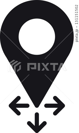 location, map, address icon Location pin icon with directional arrows indicating movement. 131151502