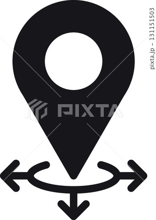 location, map, address icon Location pin icon with directional arrows for navigation. 131151503