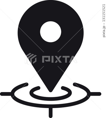 location, map, address icon Location pin icon with circular lines underneath. 131151521