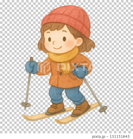 [冬季]滑雪女孩的插圖 131151643
