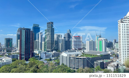 Aerial view of skyline Bangkok city, Thailand with blue sky 131151829
