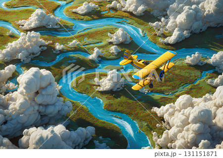 湿原を飛ぶ複葉機-1 131151871