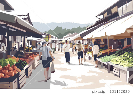 宿場町の朝市の風景 131152029