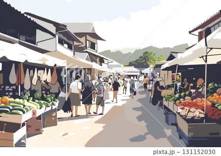 宿場町の朝市の風景 131152030