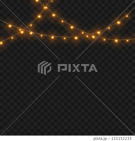 Glowing Christmas lights garland for festive holiday and party decor. Vector Glowing Christmas lights garland for festive holiday and party decor. Vector 131152233