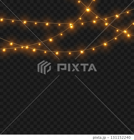 Glowing Christmas lights garland for festive holiday and party decor. Vector Glowing Christmas lights garland for festive holiday and party decor. Vector 131152240
