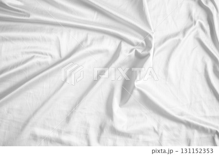 Abstract white wrinkled bedding sheet fabric texture background 131152353