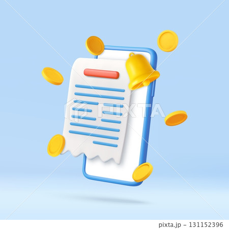 3D mobile billing alert with flying coins 131152396