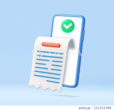 3D mobile receipt with payment confirmation 131152399