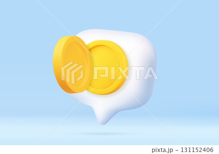 3D Coin Inside Chat Bubble Icon Concept 3D Coin Inside Chat Bubble Icon Concept 131152406