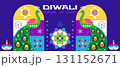 Traditional Indian festival Diwali. Happy Festival of lights Deepavali, peacock, rangoli Template  banner  Festive Burning diya background Vector abstract icon  illustration 131152671