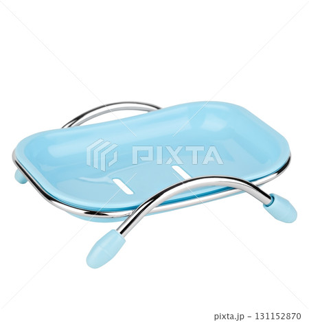 blue soap dish on an isolated white background blue soap dish on an isolated white background 131152870