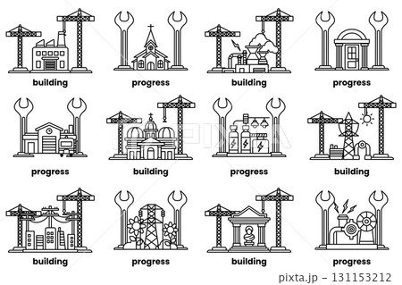 image is a series of buildings and construction sites 131153212