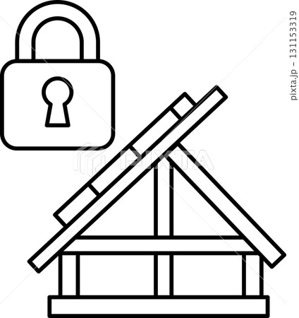 A black and white image of a wooden structure with a lock on it A black and white image of a wooden structure with a lock on it 131153319