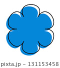 Minimal blue petal shape outlined in sketchy black. A fresh, stylized flower with graphic energy. 131153458