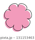Decorative pink blossom with loose black outline and sleek form. Minimal and expressive. 131153463