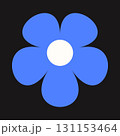 Minimal blue flower symbol combining simplicity with bold geometry. A decorative art piece rooted in botanical charm. 131153464