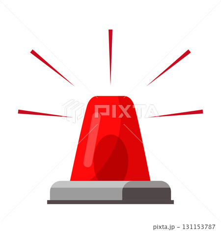 Red alarm siren icon. Emergency flasher. Police or ambulance flasher isolated on transparent background. Flat vector illustration Red alarm siren icon. Emergency flasher. Police or ambulance flasher isolated on transparent background. Flat vector illustration 131153787