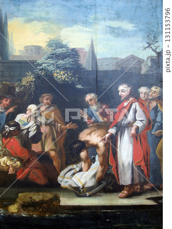 Miracles attributed to Jesus, Jesus healed the lame man, parish Church of the Immaculate Conception of the Virgin Mary in Lepoglava, Croatia 131153796