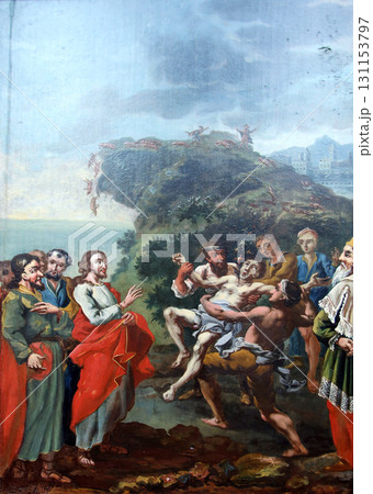 Miracles attributed to Jesus, Expelling demons, parish Church of the Immaculate Conception of the Virgin Mary in Lepoglava, Croatia 131153797