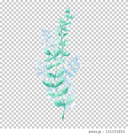Long fantasy seaweed. Isolated watercolor illustration in a fairytale style for children's interiors, cosmetics, clothing prints, and themed party designs. 131153853