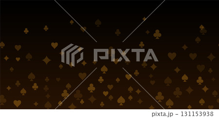 Casino background. Falling golden glowing playing cards on black background. Sparkling hearts, clubs, diamonds and spades on dark. Online gambling concept. VIP abstract vector illustration 131153938