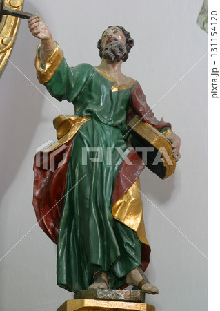 Saint Paul the Apostle, statue on the main altar in the All Saints Church in the Bedenica, Croatia 131154120