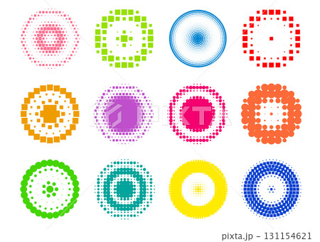 Vibrant halftone circle patterns. Vector illustration 131154621