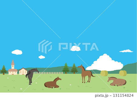 馬と牧場の風景イラスト 131154824