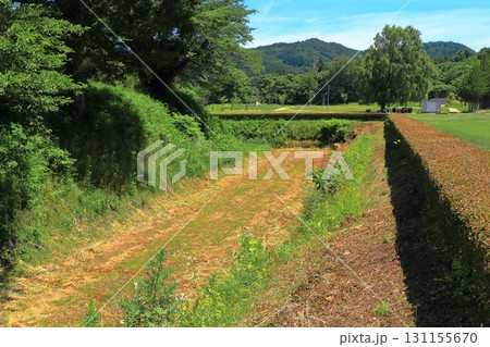 石垣と堀が残る青空の九戸城跡 《岩手》 石垣と堀が残る青空の九戸城跡 《岩手》 131155670