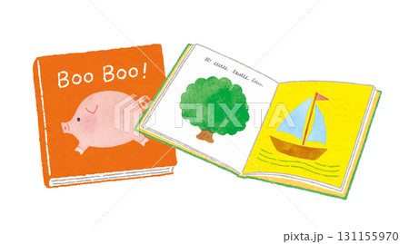 ブタと木とヨットの絵本イラスト　picture book 131155970