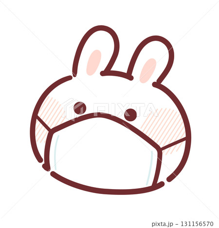 マスクをつけて感染症予防をするかわいいウサギのイラスト 131156570