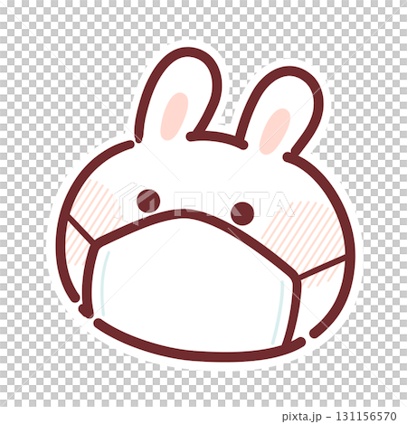 Illustration of a cute rabbit wearing a mask to prevent infection 131156570