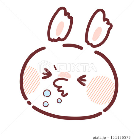 風邪や花粉症でくしゃみをしているかわいいウサギのイラスト 131156575