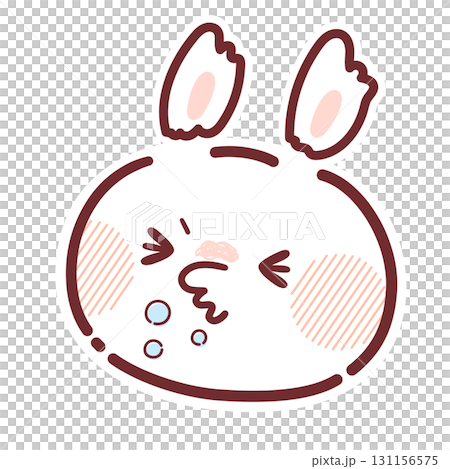 風邪や花粉症でくしゃみをしているかわいいウサギのイラスト 131156575