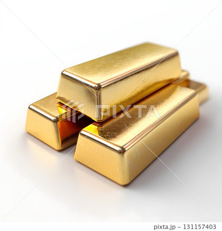 Gold bar stacked decorative prosperity symbol 131157403