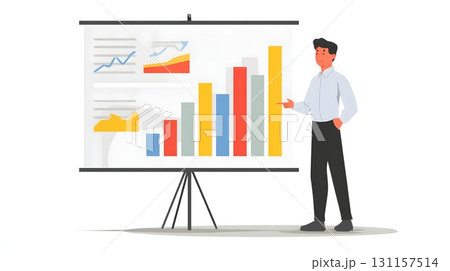 investor presenting clean infographics of growth projection 131157514