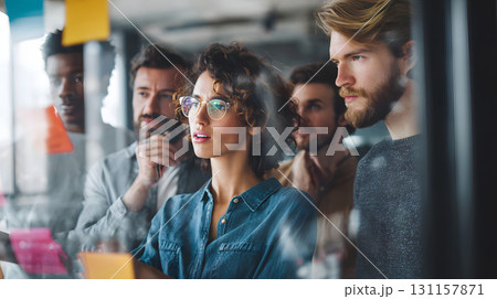 entrepreneurs analyzing growth plan bright open hub 131157871
