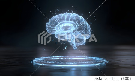 Futuristic digital hologram of brain showing balance and harmony 131158003