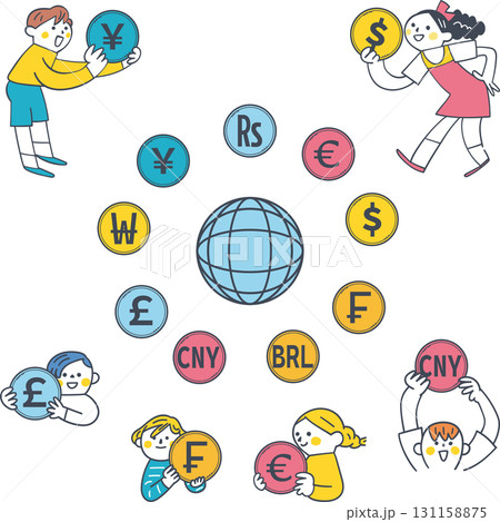 世界の通貨を学ぶ子どもたち 多様な通貨単位とグローバル経済 世界の通貨を学ぶ子どもたち 多様な通貨単位とグローバル経済 131158875