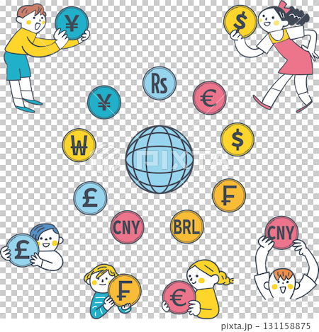 世界の通貨を学ぶ子どもたち 多様な通貨単位とグローバル経済 世界の通貨を学ぶ子どもたち 多様な通貨単位とグローバル経済 131158875