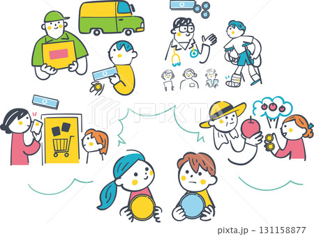 お金とサービスを学ぶ子どもたち　生活の中でお金が果たす役割 131158877