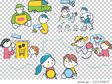 お金とサービスを学ぶ子どもたち　生活の中でお金が果たす役割 131158877