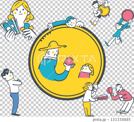 お金の循環と経済活動のつながり　金融教育向けイラスト素材 131158885