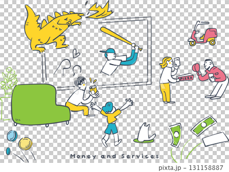 サブスクとサービス利用を学ぶ金融教育イラスト 小学生向けストック素材 サブスクとサービス利用を学ぶ金融教育イラスト 小学生向けストック素材 131158887
